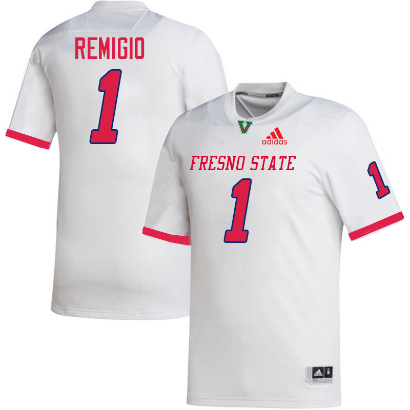 Fresno State Bulldogs #1 Nikko Remigio College Football Jerseys,Uniforms-White